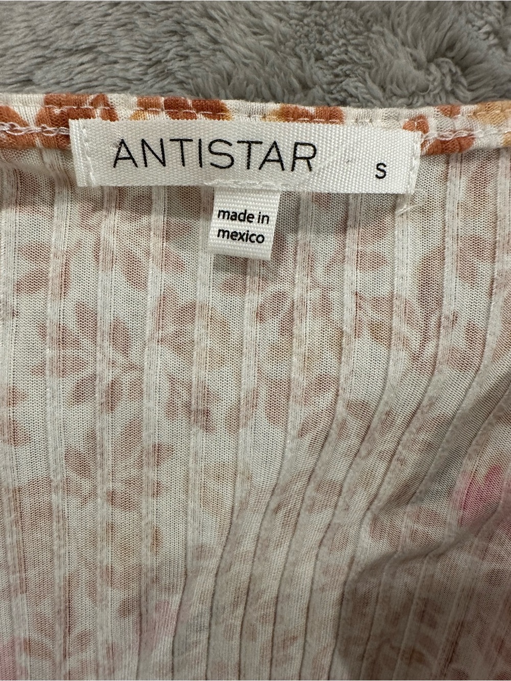 Antistar Floral Ribbed Wrap Crop Top Long Sleeve Tie Waist Small - Picture 10 of 10